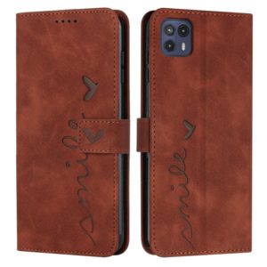 For Motorola Moto G50 5G Skin Feel Heart Pattern Leather Phone Case(Brown) (OEM)