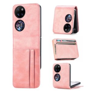 For Huawei P50 Pocket Wallet Card Folding Phone Case(Pink) (OEM)