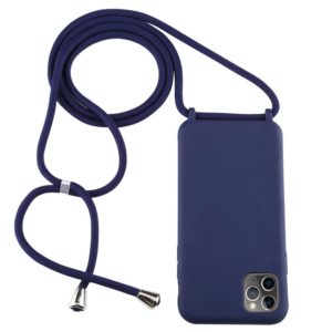 For iPhone 11 Pro Max Candy Color TPU Protective Case with Lanyard(Dark Blue) (OEM)