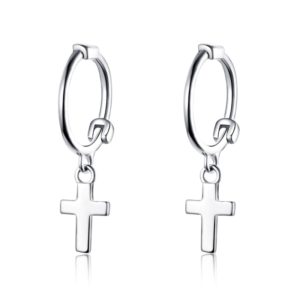 Cross Earrings S925 Sterling Silver Platinum-plated Earrings Men Women Simple Earrings (OEM)