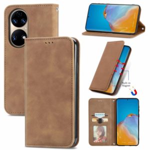 For Huawei P50 Retro Skin Feel Business Magnetic Horizontal Flip Leather Case with Holder & Card Slots & Wallet & Photo Frame(Brwon) (OEM)
