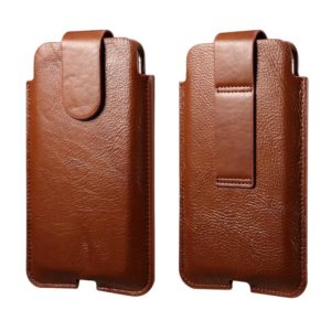 Universal Cow Leather Vertical Mobile Phone Leather Case Waist Bag For 5.5-6.5 inch and Below Phones(Brown) (OEM)