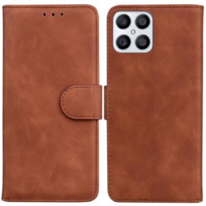 For Honor X8 Skin Feel Pure Color Flip Leather Phone Case(Brown) (OEM)