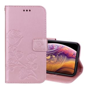 For iPhone XS Max Rose Embossed Horizontal Flip PU Leather Case with Holder & Card Slots & Wallet(Rose Gold) (OEM)