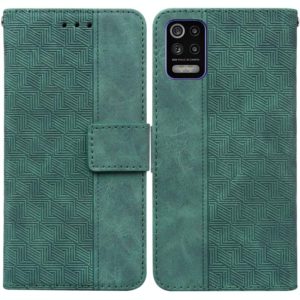 For LG K52 / K62 / Q52 Geometric Embossed Leather Phone Case(Green) (OEM)