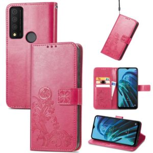For TCL 30 XE 5G Four-leaf Clasp Embossed Buckle Leather Phone Case(Rose Red) (OEM)