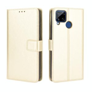 For OPPO Realme C15 Retro Crazy Horse Texture Horizontal Flip Leather Case with Holder & Card Slots & Photo Frame(Gold) (OEM)
