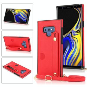 For Samsung Galaxy Note9 Wrist Strap PU+TPU Shockproof Protective Case with Crossbody Lanyard & Holder & Card Slot(Red) (OEM)