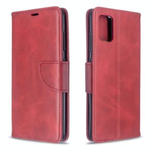 For Galaxy A51 Retro Lambskin Texture Pure Color Horizontal Flip PU Leather Case with Holder & Card Slots & Wallet & Lanyard(Red) (OEM)