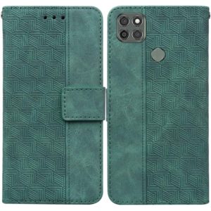 For Motorola Moto G9 Power Geometric Embossed Leather Phone Case(Green) (OEM)