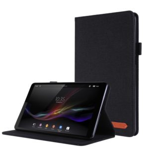 For Lenovo Tab M8 Horizontal Flip TPU + Fabric PU Leather Protective Case with Name Card Clip(Black) (OEM)