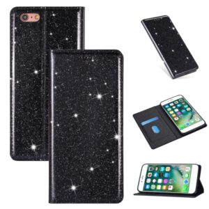 For iPhone 6 Plus Ultrathin Glitter Magnetic Horizontal Flip Leather Case with Holder & Card Slots(Black) (OEM)