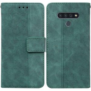 For LG Stylo 6 / K71 Geometric Embossed Leather Phone Case(Green) (OEM)