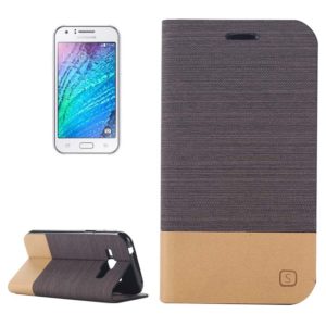 Horizontal Flip Canvas Leather Case with Card Slot & Holder for Galaxy J1 (Coffee) (OEM)