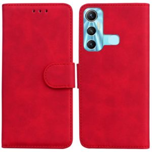 For Infinix Hot 11 X662 Skin Feel Pure Color Flip Leather Phone Case(Red) (OEM)