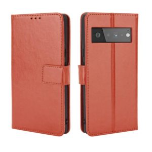 For Google Pixel 6 Crazy Horse Texture Horizontal Flip Leather Case with Holder & Card Slots & Lanyard(Brown) (OEM)