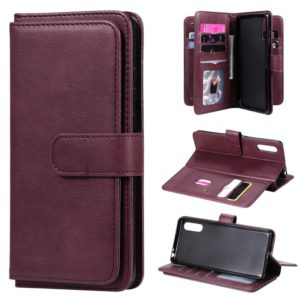 For Sony Xperia L4 Multifunctional Magnetic Copper Buckle Horizontal Flip Solid Color Leather Case with 10 Card Slots & Wallet & Holder & Photo Frame(Red Wine) (OEM)