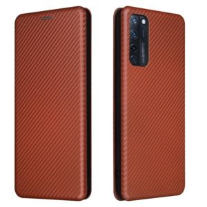 For ZTE Axon 20 5G / 4G Carbon Fiber Texture Horizontal Flip TPU + PC + PU Leather Case with Card Slot(Brown) (OEM)