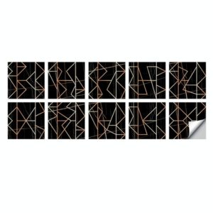 Geometric Pattern Staircase Wall Tile Sticker Kitchen Stove Water And Oil Proof Stickers, Specification: M: 15x15cm(HT-019 Geometric Copper) (OEM)