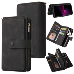 For Sony Xperia 1 III Skin Feel PU + TPU Horizontal Flip Leather Case With Holder & 15 Cards Slot & Wallet & Zipper Pocket & Lanyard(Black) (OEM)