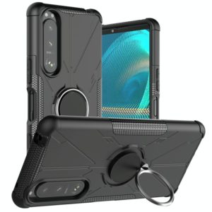 For Sony Xperia 5 III Armor Bear Shockproof PC + TPU Protective Case with Ring Holder(Black) (OEM)