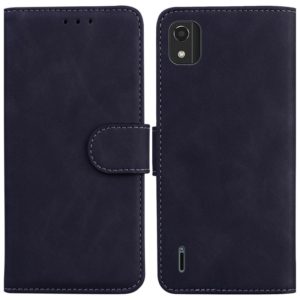 For Nokia C2 2nd Edition Skin Feel Pure Color Flip Leather Phone Case(Black) (OEM)