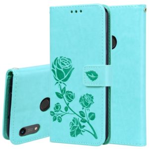 Rose Embossed Horizontal Flip PU Leather Case for Huawei Honor 8A/Y6 2019, with Holder & Card Slots & Wallet(Green) (OEM)