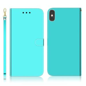 For iPhone X / XS Imitated Mirror Surface Horizontal Flip Leather Case with Holder & Card Slots & Wallet & Lanyard(Mint Green) (OEM)