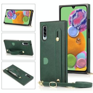 For Samsung Galaxy A90 5G Wrist Strap PU+TPU Shockproof Protective Case with Crossbody Lanyard & Holder & Card Slot(Green) (OEM)
