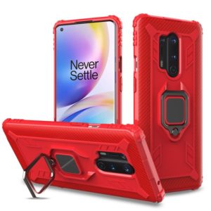 For OnePlus 8 Pro Carbon Fiber Protective Case with 360 Degree Rotating Ring Holder(Red) (OEM)