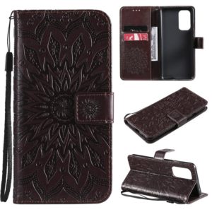 For OnePlus 9 Sun Embossing Pattern Horizontal Flip Leather Case with Card Slot & Holder & Wallet & Lanyard(Brown) (OEM)