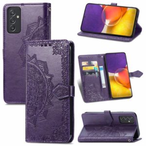 For Samsung Galaxy A82 5G Mandala Embossing Pattern Horizontal Flip Leather Case with Holder & Card Slots & Wallet & Lanyard(Purple) (OEM)