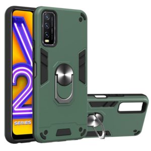 For vivo Y20 Armour Series PC + TPU Protective Case with Ring Holder(Dark Green) (OEM)