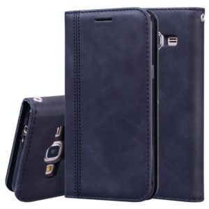 For Samsung Galaxy J3 (2016) Frosted Business Magnetic Horizontal Flip PU Leather Case with Holder & Card Slot & Lanyard(Black) (OEM)