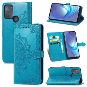 For Motorola Moto G50 Mandala Embossing Pattern Horizontal Flip Leather Case with Holder & Card Slots & Wallet & Lanyard(Blue) (OEM)