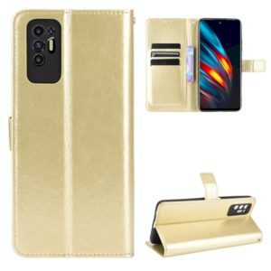 For Tecno Pova 2 Crazy Horse Texture Horizontal Flip Leather Case with Holder & Card Slots & Lanyard(Gold) (OEM)