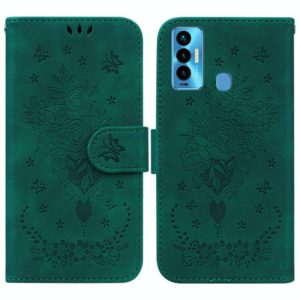 For Tecno Camon 18i Butterfly Rose Embossed Leather Phone Case(Green) (OEM)