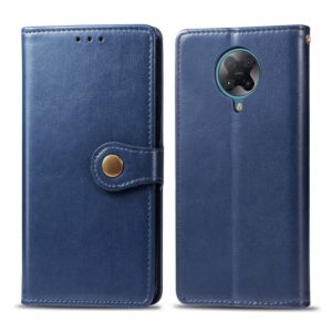 For Xiaomi Redmi K30 Pro Retro Solid Color Leather Buckle Phone Case with Lanyard & Photo Frame & Card Slot & Wallet & Stand Function(Blue) (OEM)