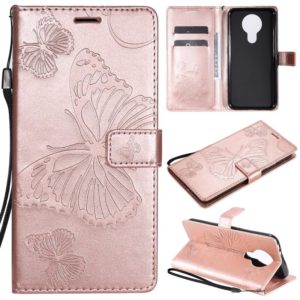 For Nokia 3.4 3D Butterflies Embossing Pattern Horizontal Flip Leather Case with Holder & Card Slot & Wallet(Rose Gold) (OEM)