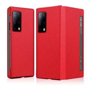 For Huawei Mate X2 Cross Texture Horizontal Flip Leather Phone Case with Smart Touch Call Display ID(Red) (OEM)