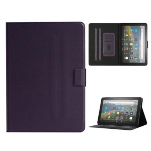 For Amazon Fire HD 10 (2021) Pure Color Horizontal Flip Leather Case with Card Slots & Holder & Sleep / Wake-up Function(Purple) (OEM)