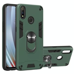 For OPPO Realme 3 Rro 2 in 1 Armour Series PC + TPU Protective Case with Ring Holder(Dark Green) (OEM)