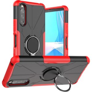 For Sony Xperia 10 III Armor Bear Shockproof PC + TPU Protective Case with Ring Holder(Red) (OEM)