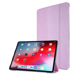 For iPad Pro 11 2022 / 2021 Silk Texture Three-fold Horizontal Flip Leather Tablet Case with Holder & Pen Slot(Pink) (OEM)