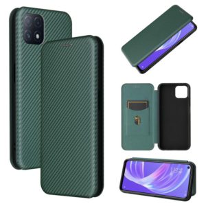 For OPPO A72 5G Carbon Fiber Texture Horizontal Flip TPU + PC + PU Leather Case with Card Slot(Green) (OEM)