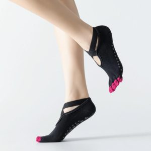 Professional Yoga Socks Non-Slip Five-Finger Split Toe Strap Ballet Dance Cotton Socks, Size: One Size(Black) (OEM)