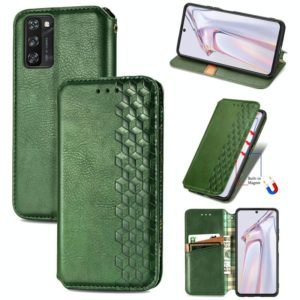 For Blackview A100 Cubic Grid Pressed Horizontal Flip Magnetic PU Leather Case with Holder & Card Slots & Wallet(Green) (OEM)