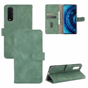 For OPPO Find X2 Solid Color Skin Feel Magnetic Buckle Horizontal Flip Calf Texture PU Leather Case with Holder & Card Slots & Wallet(Green) (OEM)