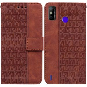 For Tecno Spark Go 2020 / Spark 6 Go Geometric Embossed Leather Phone Case(Brown) (OEM)
