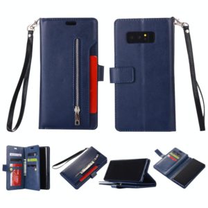 For Samsung Galaxy Note8 Multifunctional Zipper Horizontal Flip Leather Case with Holder & Wallet & 9 Card Slots & Lanyard(Blue) (OEM)